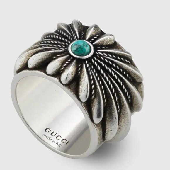GUCCI Silver 925 Interlocking G Flower Ring 752454 J8749, sz 16, 19, 21 - Picture 6 of 12